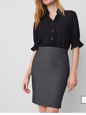 🌹 Ann Taylor LOFT Dk gray Pencil Skirt Closet Staple Ladies SZ 4🛍️SALE/Pockets